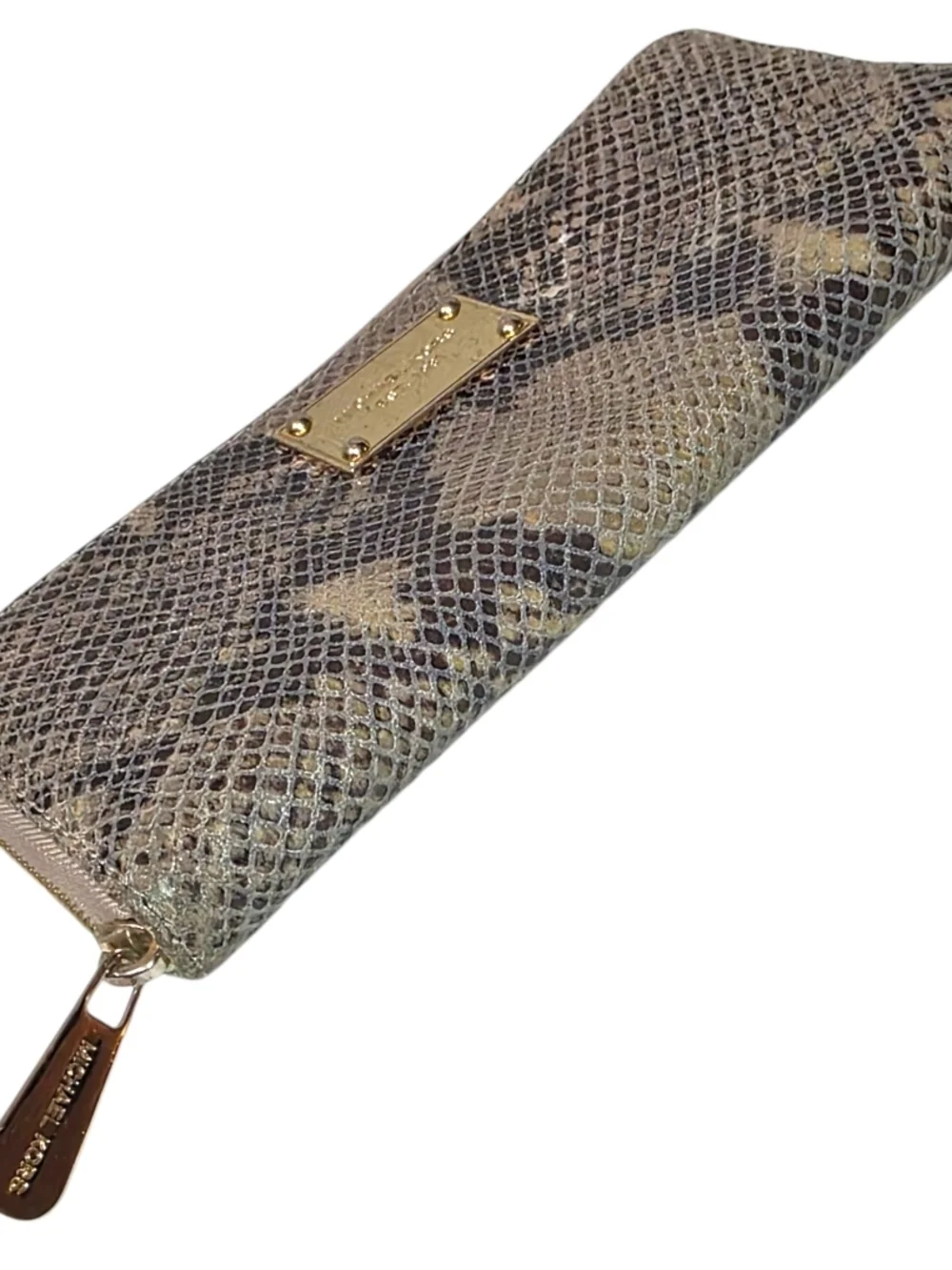 Michael Kors Metallic Snake-Print Wallet - Gold - Picture 5 of 11